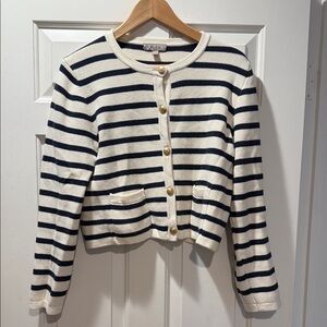 J. Crew Navy and White Striped Lady Cardigan